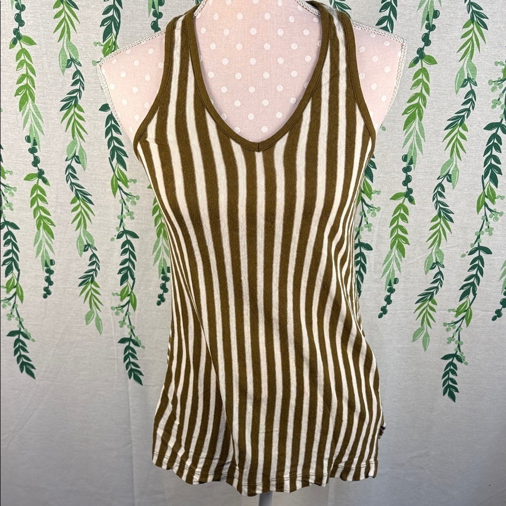 Madewell Striped Tank Top in Olive and Cream D3